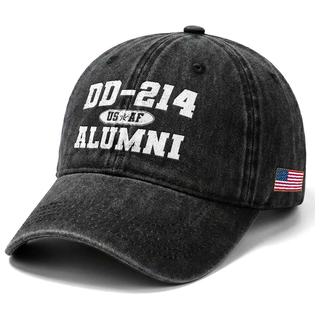DD-214 US Air Force Alumni Washed Cotton Baseball Cap US Military Veteran Retired