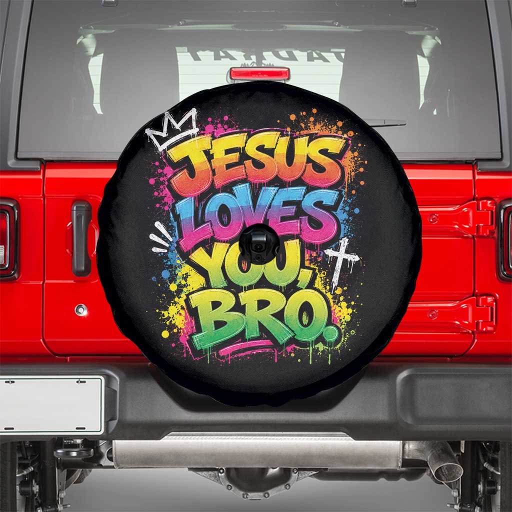 Jesus Loves You Bro Christian Believer Faith Spare Tire Cover Dripping Graffiti Rap God Religious Graphic