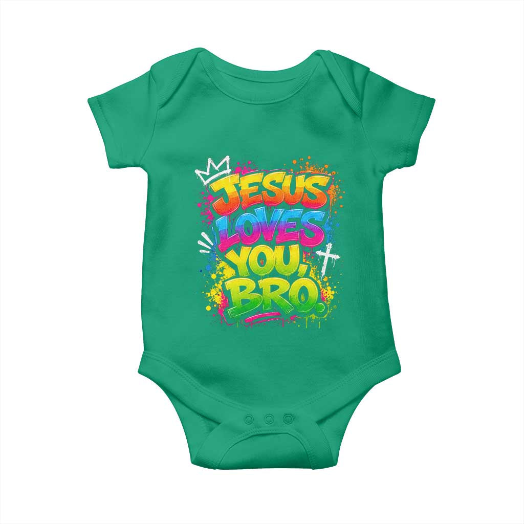Jesus Loves You Bro Christian Believer Faith Baby Onesie Dripping Graffiti Rap God Religious Graphic