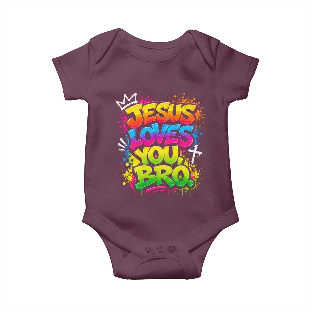 Jesus Loves You Bro Christian Believer Faith Baby Onesie Dripping Graffiti Rap God Religious Graphic