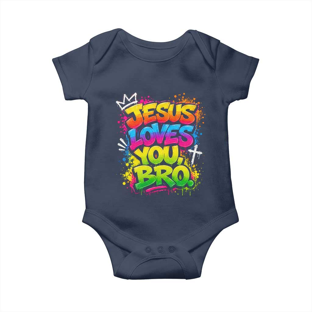 Jesus Loves You Bro Christian Believer Faith Baby Onesie Dripping Graffiti Rap God Religious Graphic