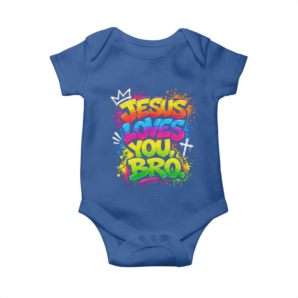 Jesus Loves You Bro Christian Believer Faith Baby Onesie Dripping Graffiti Rap God Religious Graphic