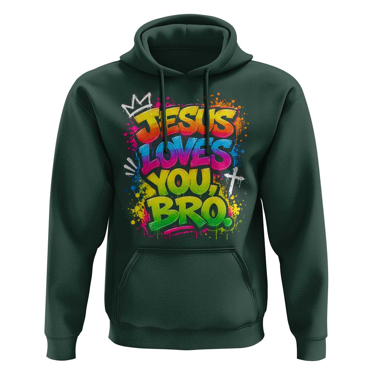 Jesus Loves You Bro Christian Believer Faith Hoodie Dripping Graffiti Rap God Religious Graphic