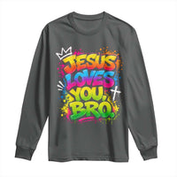 Jesus Loves You Bro Christian Believer Faith Long Sleeve Shirt Dripping Graffiti Rap God Religious Graphic