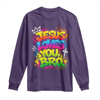 Jesus Loves You Bro Christian Believer Faith Long Sleeve Shirt Dripping Graffiti Rap God Religious Graphic