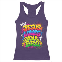 Jesus Loves You Bro Christian Believer Faith Racerback Tank Top Dripping Graffiti Rap God Religious Graphic
