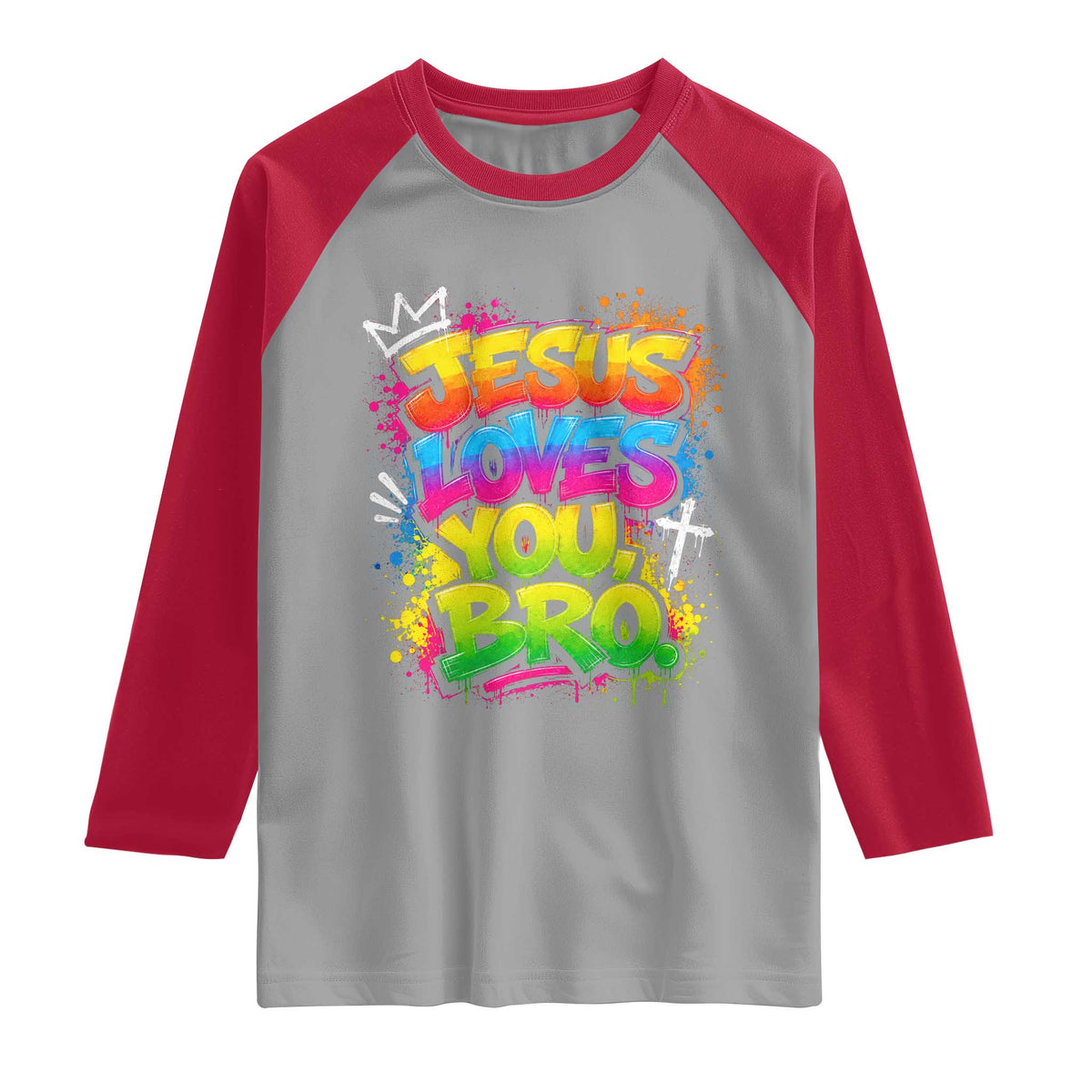 Jesus Loves You Bro Christian Believer Faith Raglan Shirt Dripping Graffiti Rap God Religious Graphic