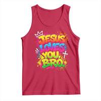 Jesus Loves You Bro Christian Believer Faith Tank Top Dripping Graffiti Rap God Religious Graphic