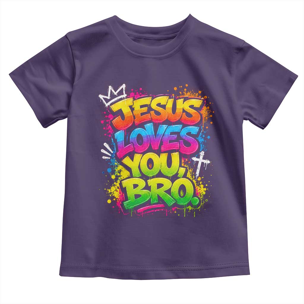 Jesus Loves You Bro Christian Believer Faith Toddler T Shirt Dripping Graffiti Rap God Religious Graphic