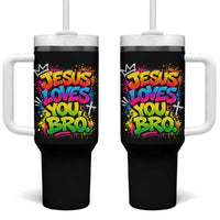 Jesus Loves You Bro Christian Believer Faith Tumbler With Handle Dripping Graffiti Rap God Religious Graphic