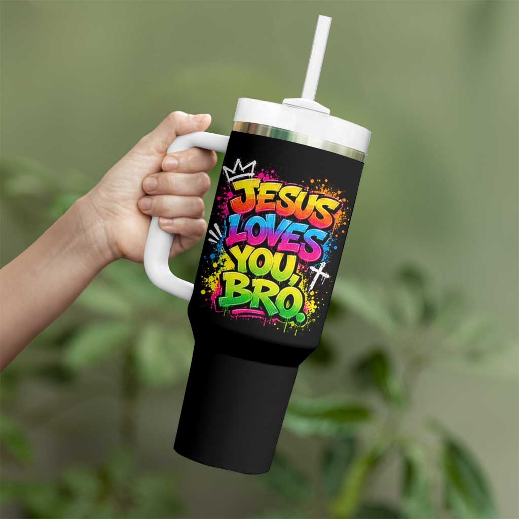 Jesus Loves You Bro Christian Believer Faith Tumbler With Handle Dripping Graffiti Rap God Religious Graphic