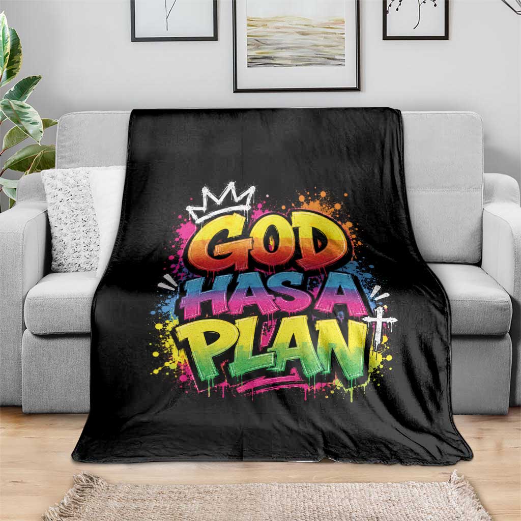God Has A Plan Throw Blanket Graffiti Rap Christian Faith Graphic