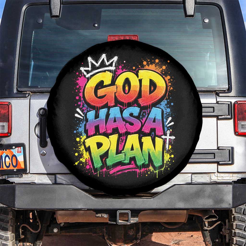 God Has A Plan Spare Tire Cover Graffiti Rap Christian Faith Graphic