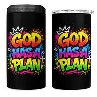 God Has A Plan 4 in 1 Can Cooler Tumbler Graffiti Rap Christian Faith Graphic