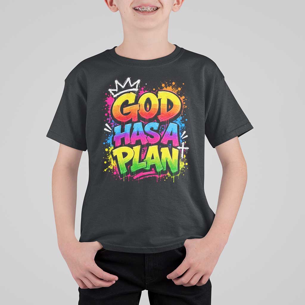 God Has A Plan T Shirt For Kid Graffiti Rap Christian Faith Graphic