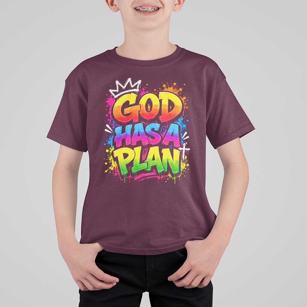 God Has A Plan T Shirt For Kid Graffiti Rap Christian Faith Graphic