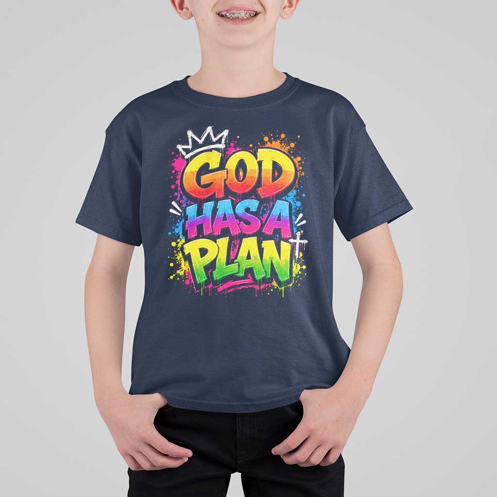 God Has A Plan T Shirt For Kid Graffiti Rap Christian Faith Graphic