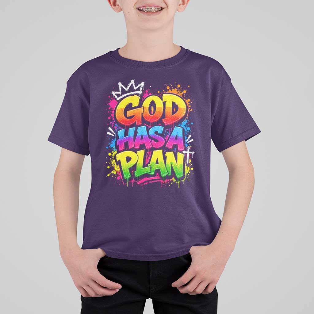 God Has A Plan T Shirt For Kid Graffiti Rap Christian Faith Graphic