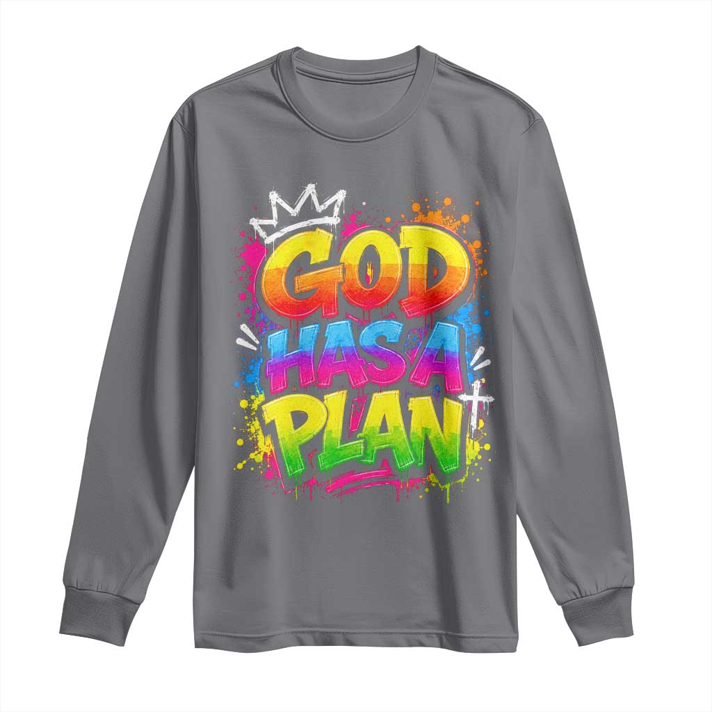 God Has A Plan Long Sleeve Shirt Graffiti Rap Christian Faith Graphic