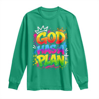 God Has A Plan Long Sleeve Shirt Graffiti Rap Christian Faith Graphic