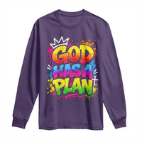 God Has A Plan Long Sleeve Shirt Graffiti Rap Christian Faith Graphic
