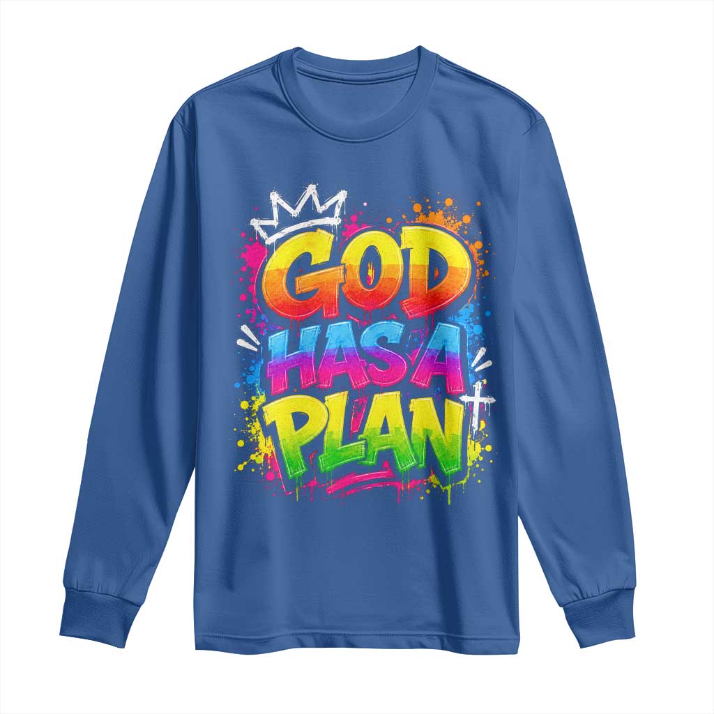 God Has A Plan Long Sleeve Shirt Graffiti Rap Christian Faith Graphic