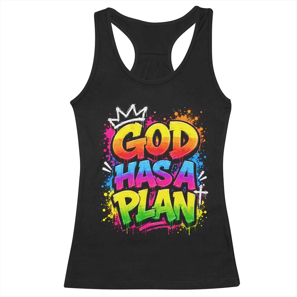 God Has A Plan Racerback Tank Top Graffiti Rap Christian Faith Graphic