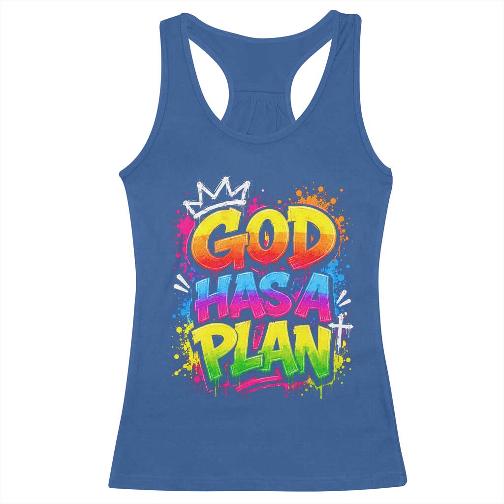 God Has A Plan Racerback Tank Top Graffiti Rap Christian Faith Graphic