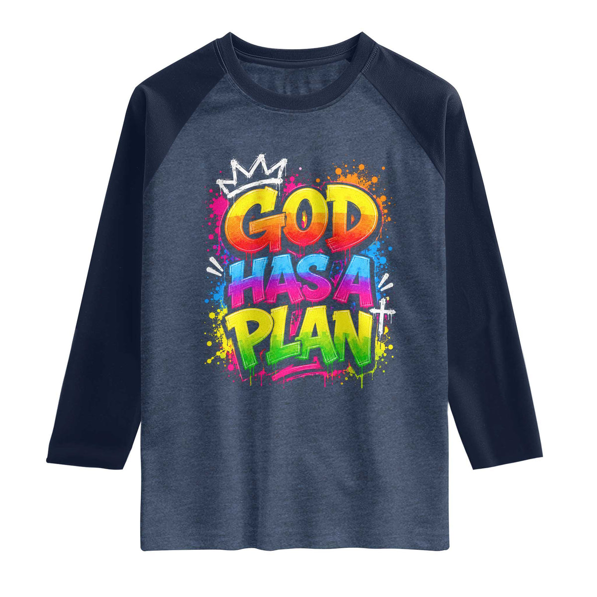 God Has A Plan Raglan Shirt Graffiti Rap Christian Faith Graphic
