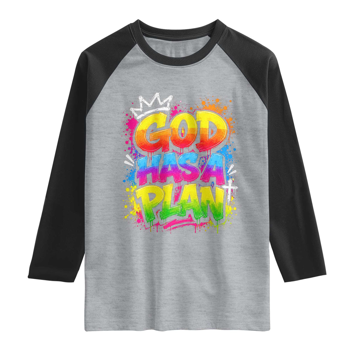 God Has A Plan Raglan Shirt Graffiti Rap Christian Faith Graphic