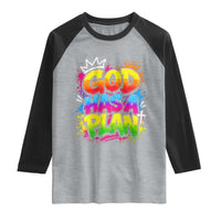 God Has A Plan Raglan Shirt Graffiti Rap Christian Faith Graphic