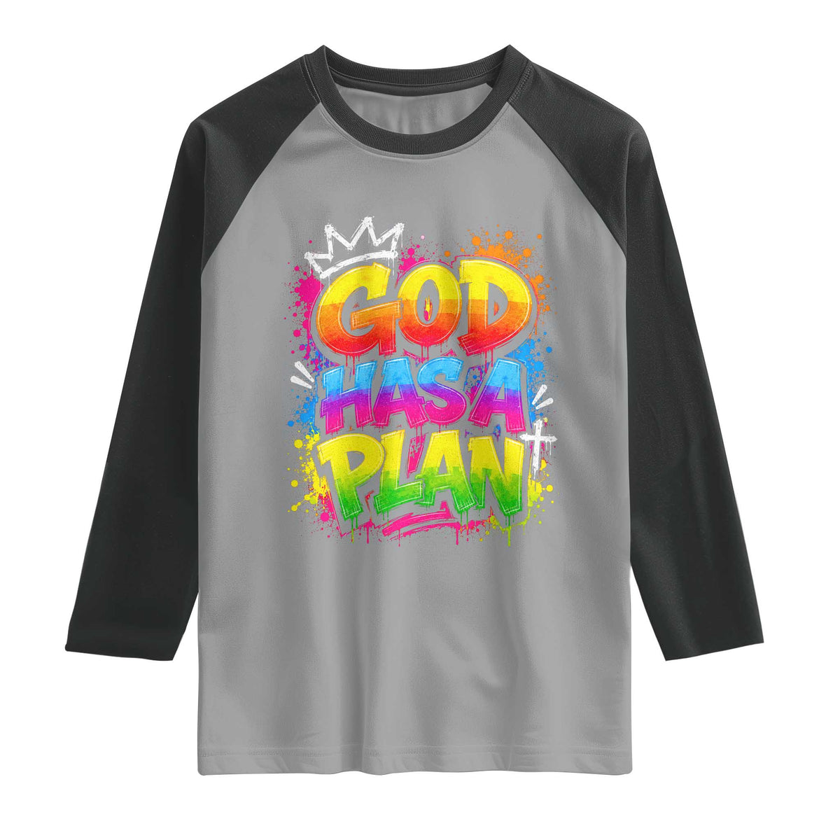 God Has A Plan Raglan Shirt Graffiti Rap Christian Faith Graphic
