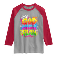 God Has A Plan Raglan Shirt Graffiti Rap Christian Faith Graphic