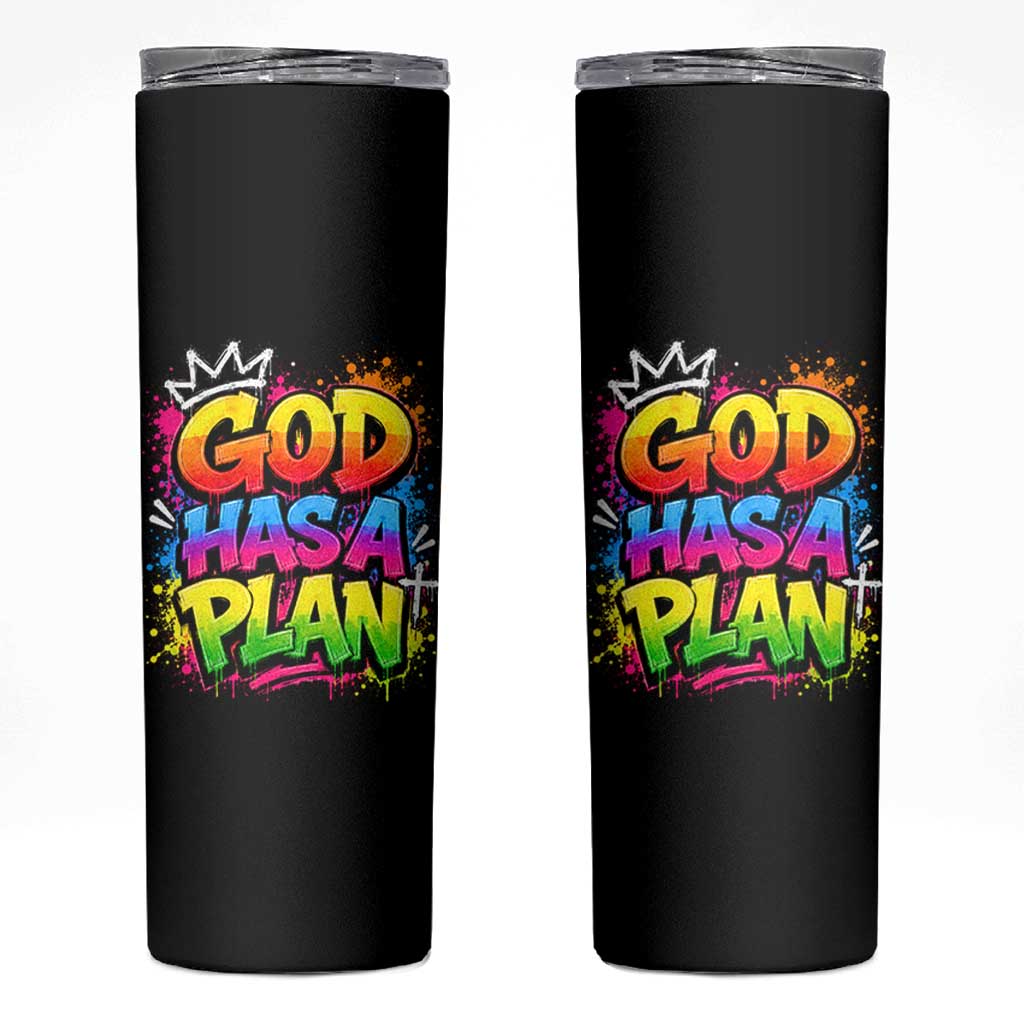 God Has A Plan Skinny Tumbler Graffiti Rap Christian Faith Graphic