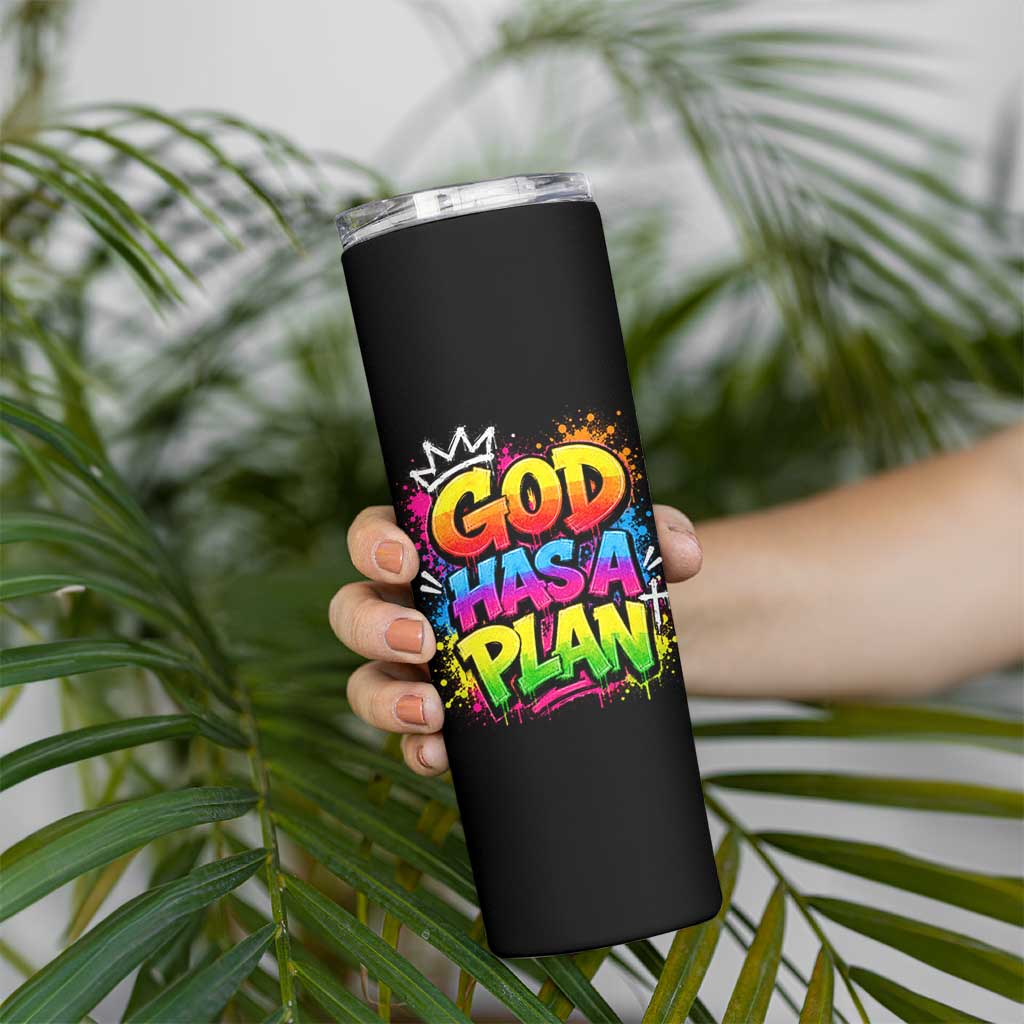 God Has A Plan Skinny Tumbler Graffiti Rap Christian Faith Graphic