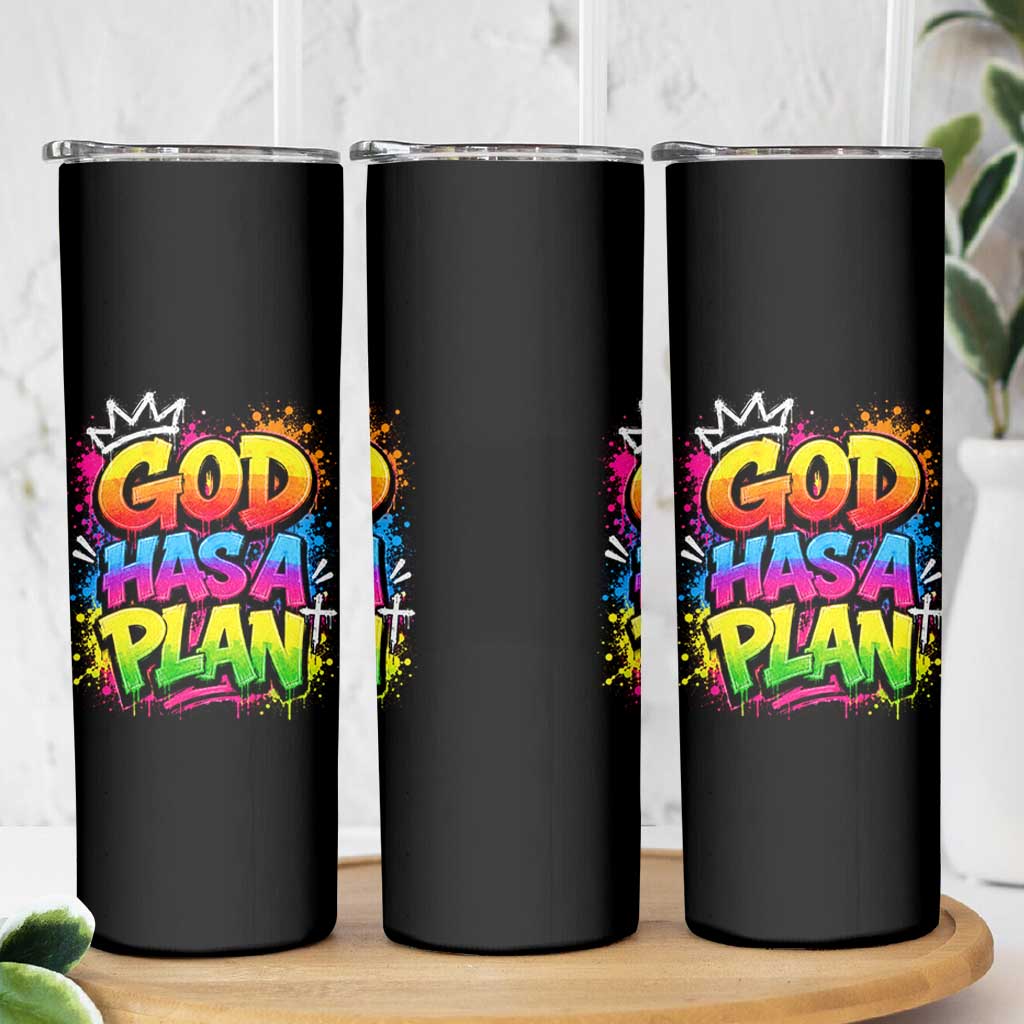 God Has A Plan Skinny Tumbler Graffiti Rap Christian Faith Graphic