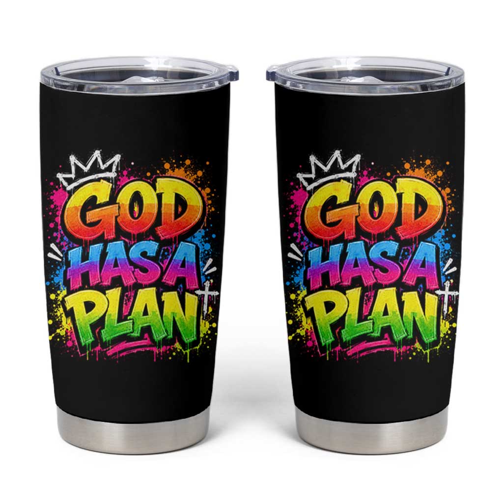 God Has A Plan Tumbler Cup Graffiti Rap Christian Faith Graphic