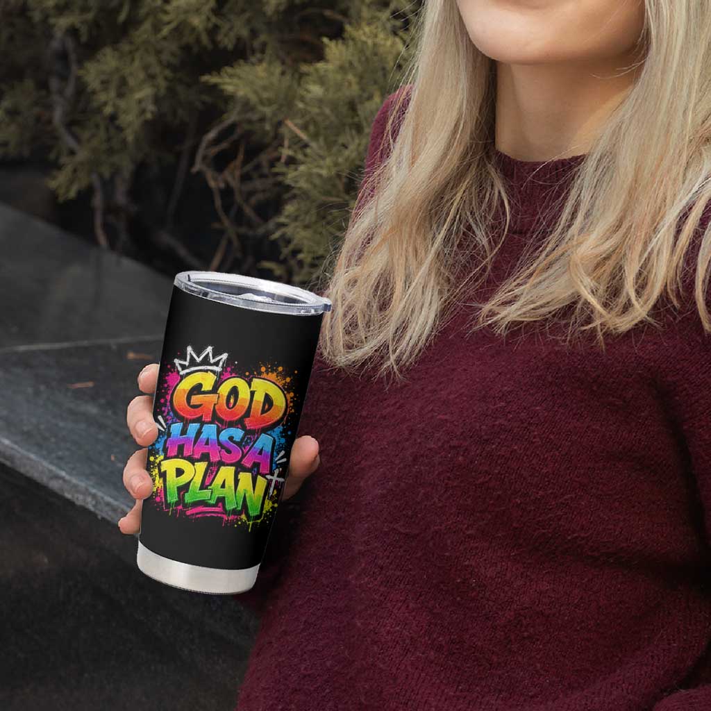 God Has A Plan Tumbler Cup Graffiti Rap Christian Faith Graphic