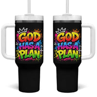 God Has A Plan Tumbler With Handle Graffiti Rap Christian Faith Graphic