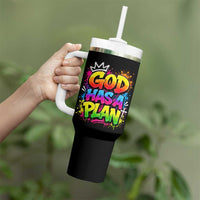 God Has A Plan Tumbler With Handle Graffiti Rap Christian Faith Graphic
