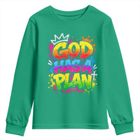 God Has A Plan Youth Sweatshirt Graffiti Rap Christian Faith Graphic