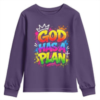 God Has A Plan Youth Sweatshirt Graffiti Rap Christian Faith Graphic