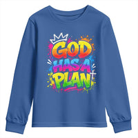 God Has A Plan Youth Sweatshirt Graffiti Rap Christian Faith Graphic