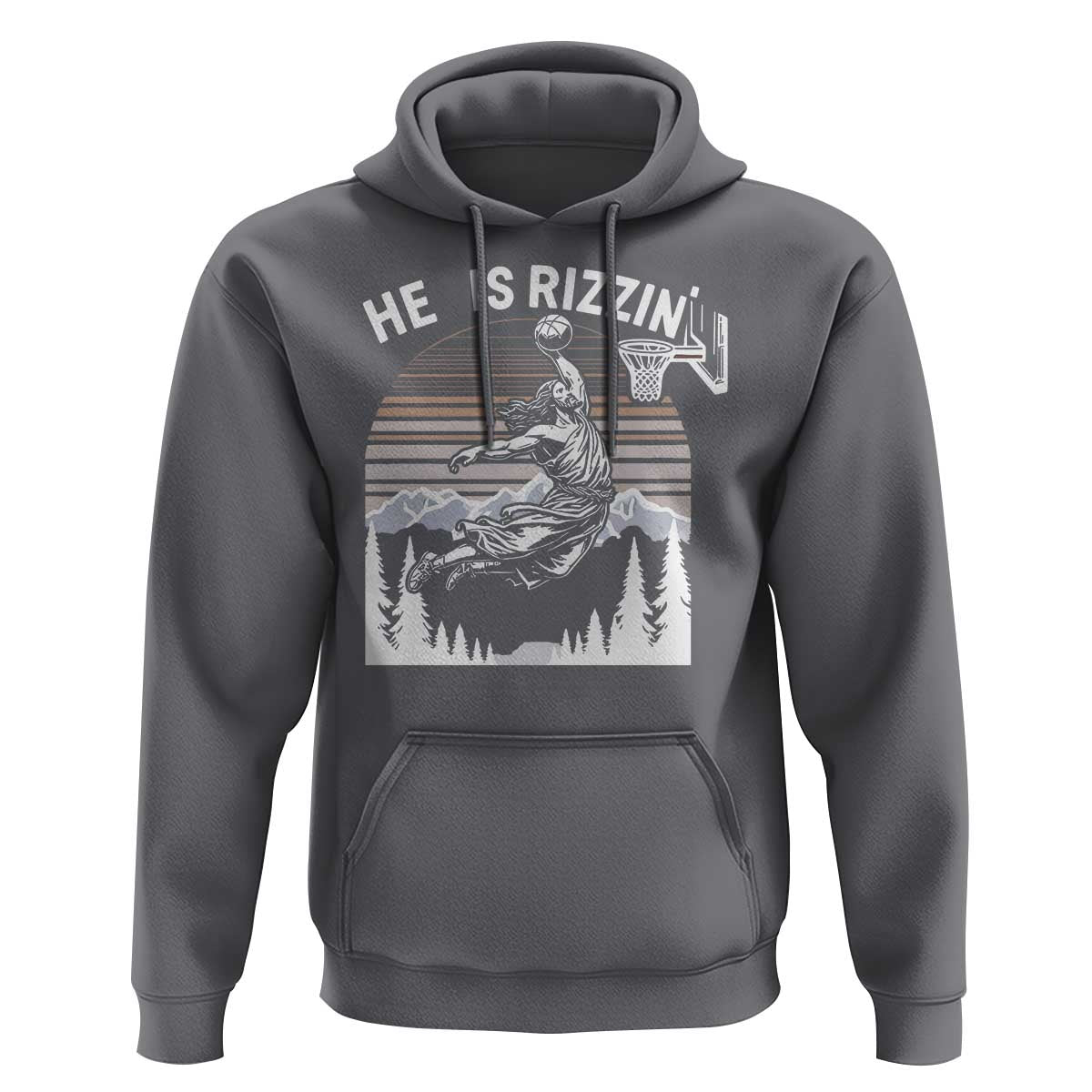 Funny Jesus Basketball Hoodie He Is Rizzin Retro Y2K Playing Basketball
