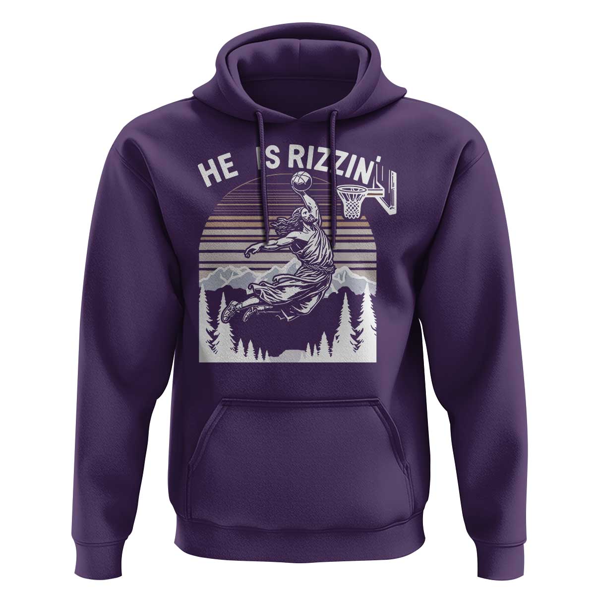 Funny Jesus Basketball Hoodie He Is Rizzin Retro Y2K Playing Basketball