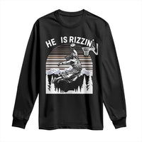 Funny Jesus Basketball Long Sleeve Shirt He Is Rizzin Retro Y2K Playing Basketball