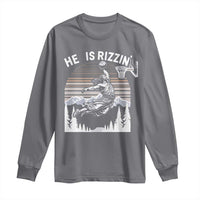 Funny Jesus Basketball Long Sleeve Shirt He Is Rizzin Retro Y2K Playing Basketball