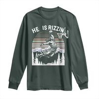 Funny Jesus Basketball Long Sleeve Shirt He Is Rizzin Retro Y2K Playing Basketball