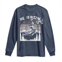Funny Jesus Basketball Long Sleeve Shirt He Is Rizzin Retro Y2K Playing Basketball