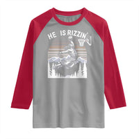 Funny Jesus Basketball Raglan Shirt He Is Rizzin Retro Y2K Playing Basketball
